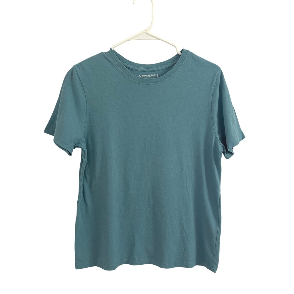 American Giant Womens Teal Blue Short Sleeve Cotton Tee T-Shirt S Small New